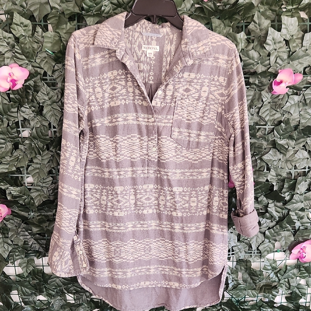 Grey Aztec Pattern Women's Top